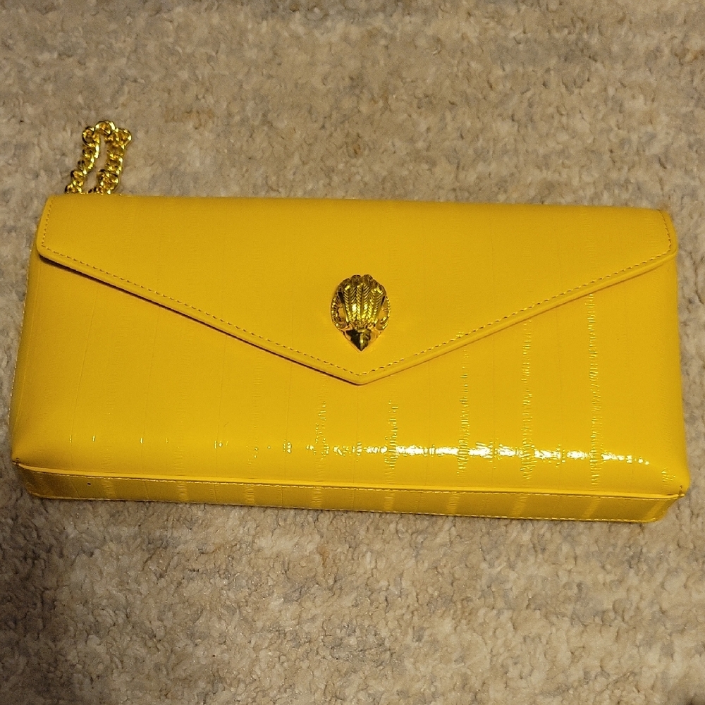 Yellow Clutch Bag with Gold Chain
